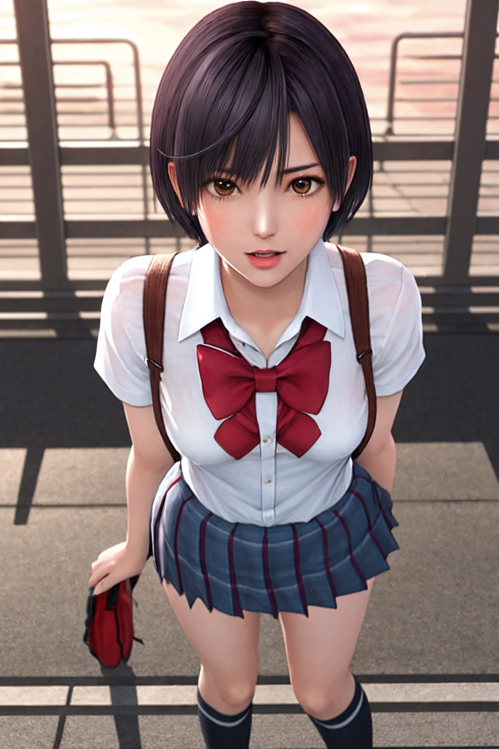 masterpiece, best quality, 1girl, nagisa, small breasts, short hair, school uniform, <lora:doaxvv_nagisa_v3.0-000018:0.7>