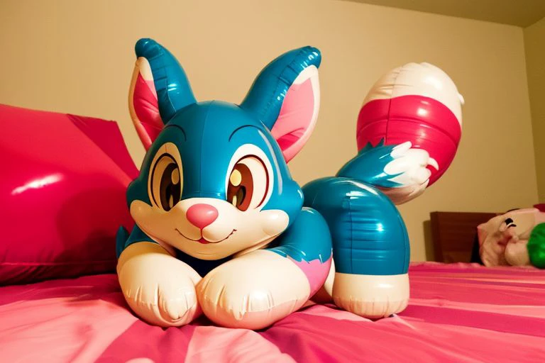 (best quality,highres:1.2), realistic, detailed illustration, Toy Bonnie from Five Nights at Freddy's, playful and vibrant colors, cute and friendly expressions, adorable and fuzzy texture, in a style for kids, with emphasis on the facial features such as big round eyes, a small button nose, and a wide smile, showcasing its charming personality, joyful and energetic pose with its feet visible, (big cock), (nice long cock)