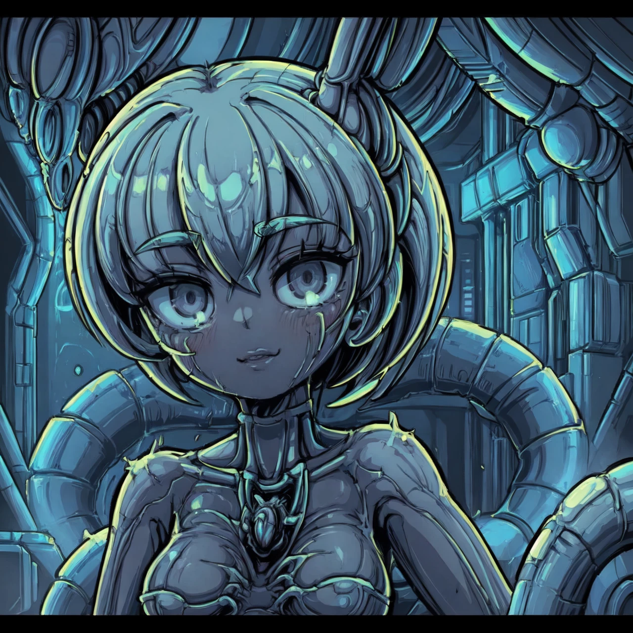 closeup portrait, woman, <lora:Gigerotic_Anime:0.8> alien