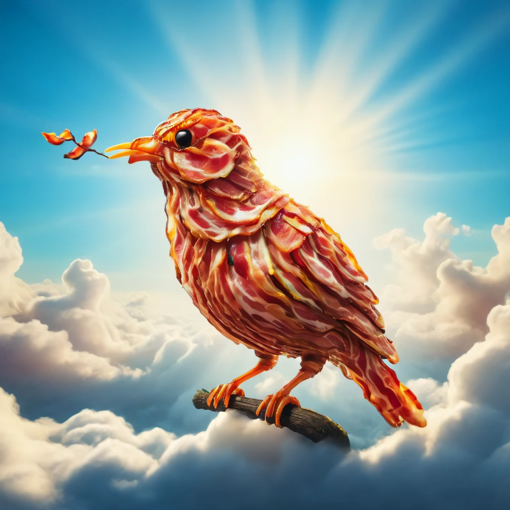 b4c0n bird <lora:b4c0n:1>, sky