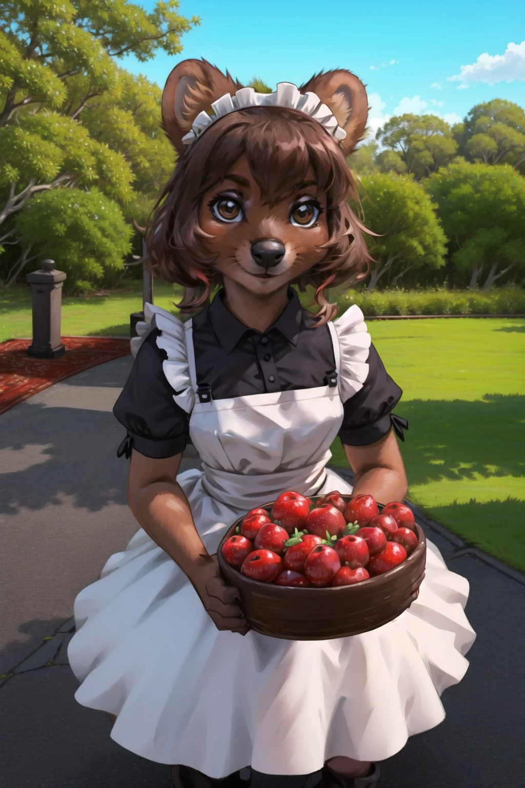 masterpiece, best quality, looking at viewer, outdoors
furry girl,maid,brown hair,quokka, aidaishu
<lora:output_name:0.4>