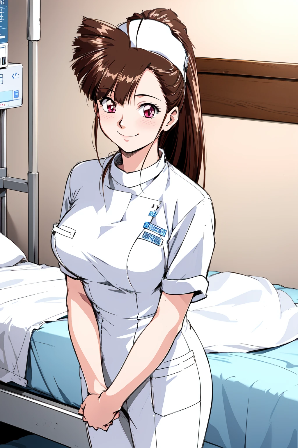 (RAW photo, best quality), 1girl,  natural lighting, smile, hospital, solo, nurse, nurse cap,
 <lora:innai_kansen_iwasaki_rumi_v2_2-000005:1>, iwasaki rumi 1girl