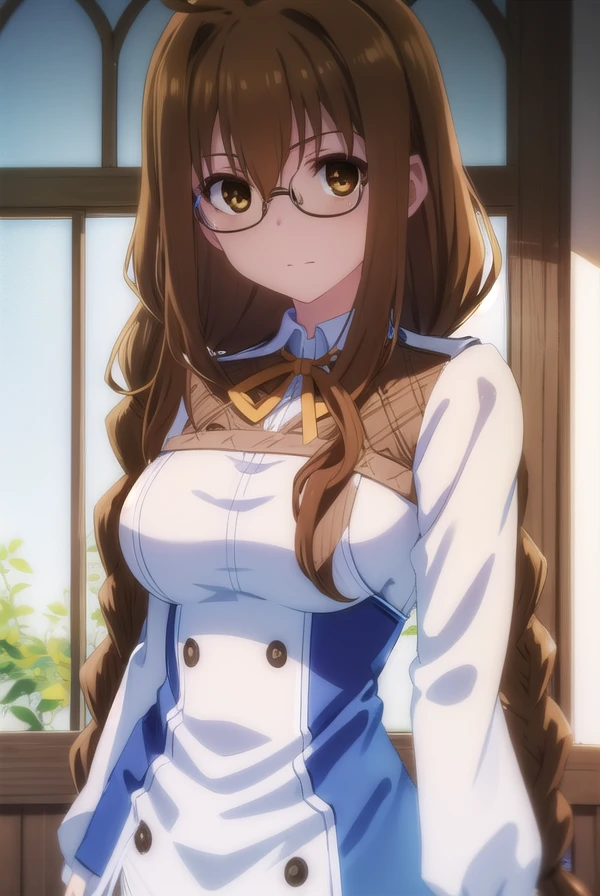 toukatoudou, <lora:touka toudou s1-lora-nochekaiser:1>,
touka toudou, long hair, brown hair, very long hair, braid, twin braids, glasses, (brown eyes:1.5), ahoge,
BREAK skirt, long sleeves, school uniform, juliet sleeves,
BREAK indoors, classroom,
BREAK looking at viewer, (cowboy shot:1.5),
BREAK <lyco:GoodHands-beta2:1>, (masterpiece:1.2), best quality, high resolution, unity 8k wallpaper, (illustration:0.8), (beautiful detailed eyes:1.6), extremely detailed face, perfect lighting, extremely detailed CG, (perfect hands, perfect anatomy),