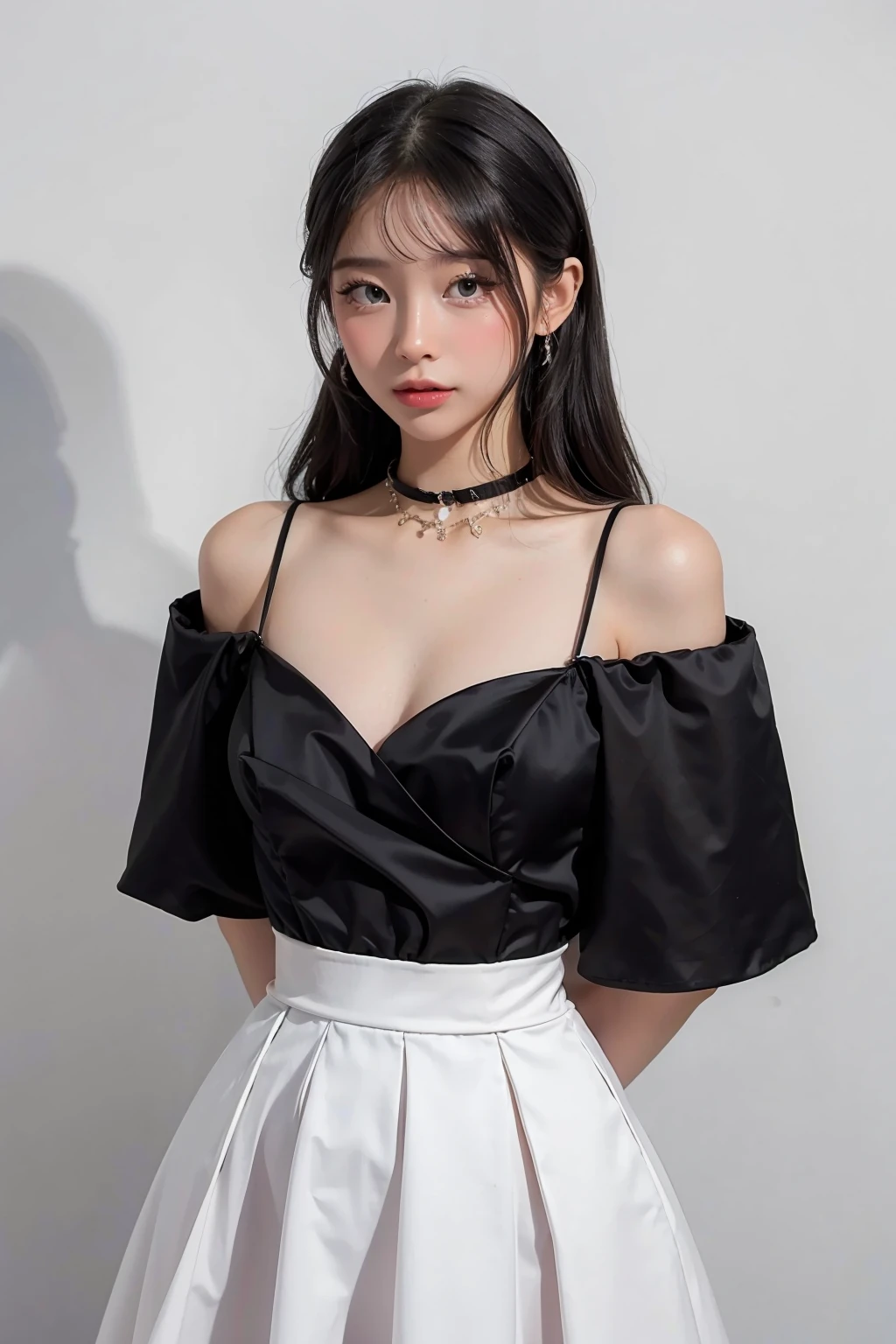 (Highest quality,masterpiece:1.3,Ultra-high resolution),(Very detailed,8k),(Realistic:1.4,RAW shooting)。Blurred Background、Looking at the audience、Embarrassed look、18-year-old girl、Twin tails、Cute idol costumes、A cup breasts、City of night。Night view。Micro Pleated Mini Skirt、Are standing、Standing posture、Facing forward、Nipples are visible