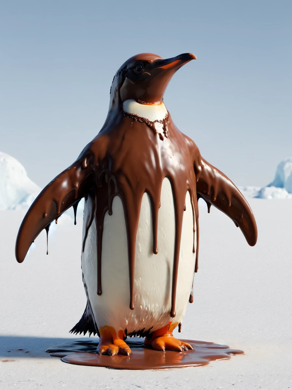 ais-chocsauce penguin stood in the frozen tundra <lora:Chocolate_Sauce_SDXL:1>