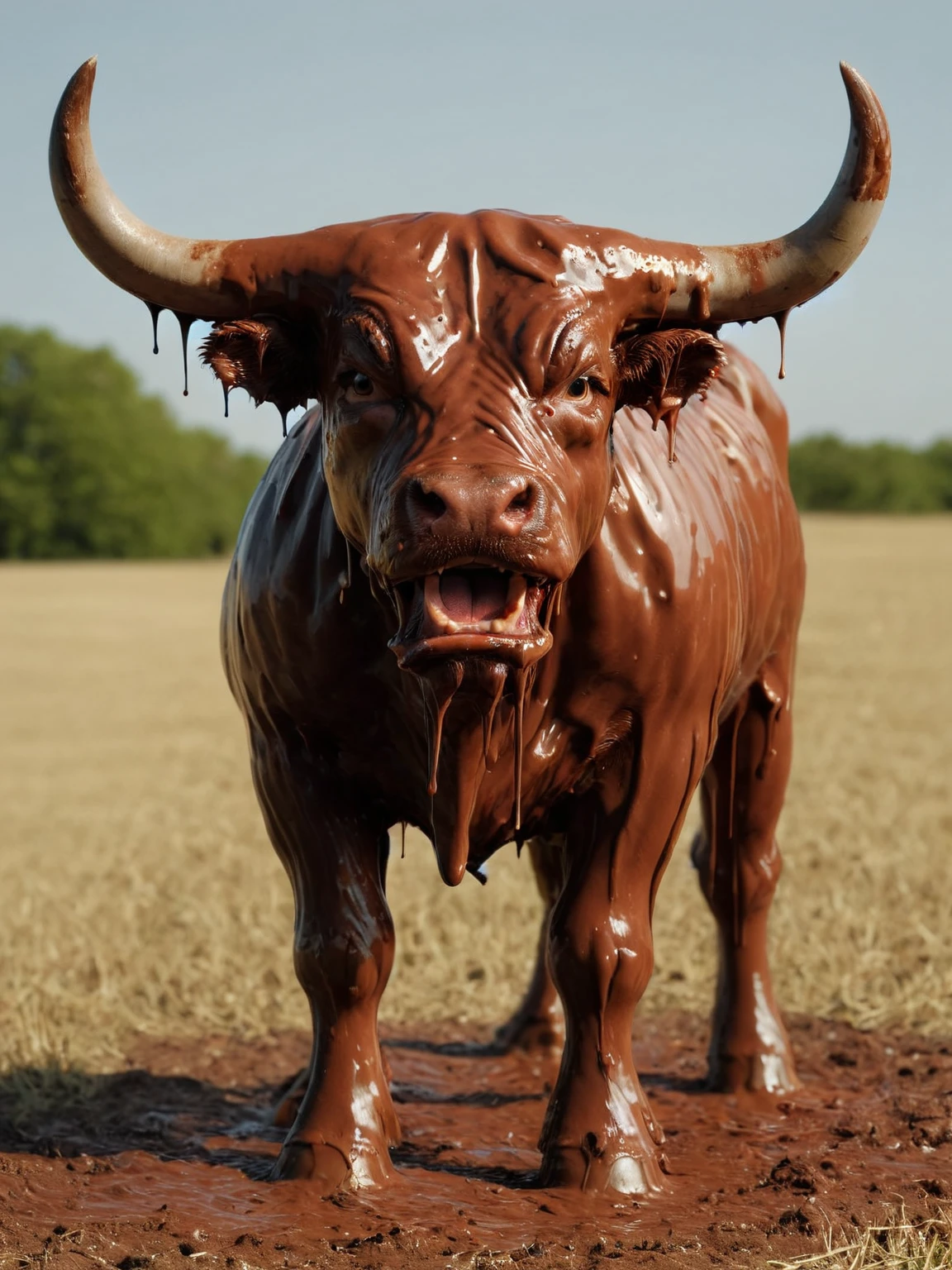 A ais-chocsauce bull angry in a field <lora:Chocolate_Sauce_SDXL:1>
