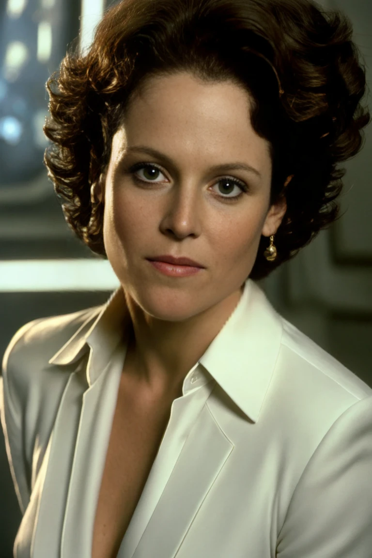 b/w, Ellen_Ripley portrait, face portrait, (close-up), played by sigourney weaver, woman, formal, attire , supermodel, headshot , sexy, pretty, Alien, Aliens, Alien 3, Alien: Resurrection, <lora:Ellen_Ripley-000007:0.7> alluring lighting,