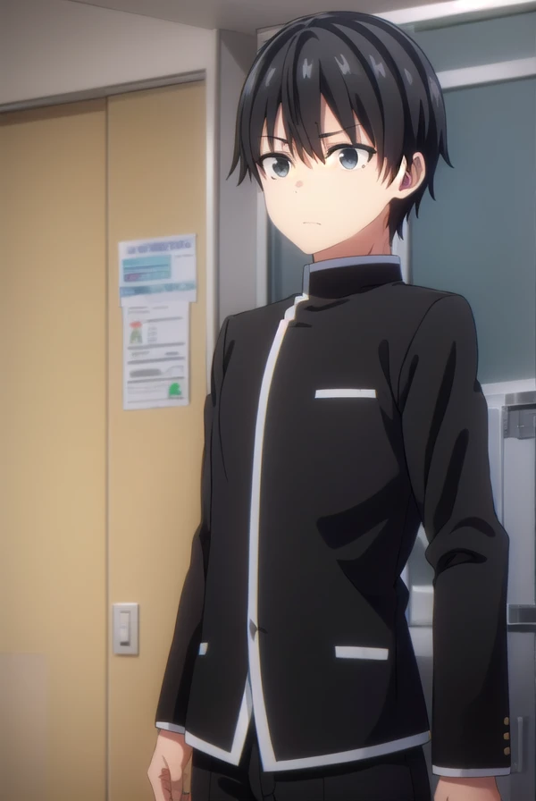 amatsuyukisaragi, <lora:amatsuyu kisaragi s1-lora-nochekaiser:1>,
amatsuyu kisaragi, black hair, hair between eyes, male focus, (black eyes:1.5),
BREAK school uniform, gakuran,
BREAK indoors, classroom,
BREAK looking at viewer, (cowboy shot:1.5),
BREAK <lyco:GoodHands-beta2:1>, (masterpiece:1.2), best quality, high resolution, unity 8k wallpaper, (illustration:0.8), (beautiful detailed eyes:1.6), extremely detailed face, perfect lighting, extremely detailed CG, (perfect hands, perfect anatomy),