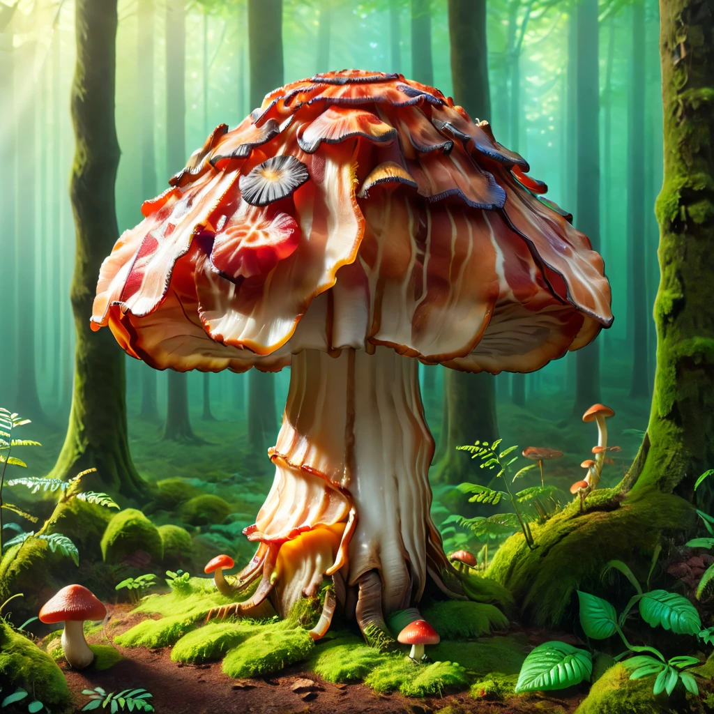 b4c0n mushroom <lora:b4c0n:1>,  forest
