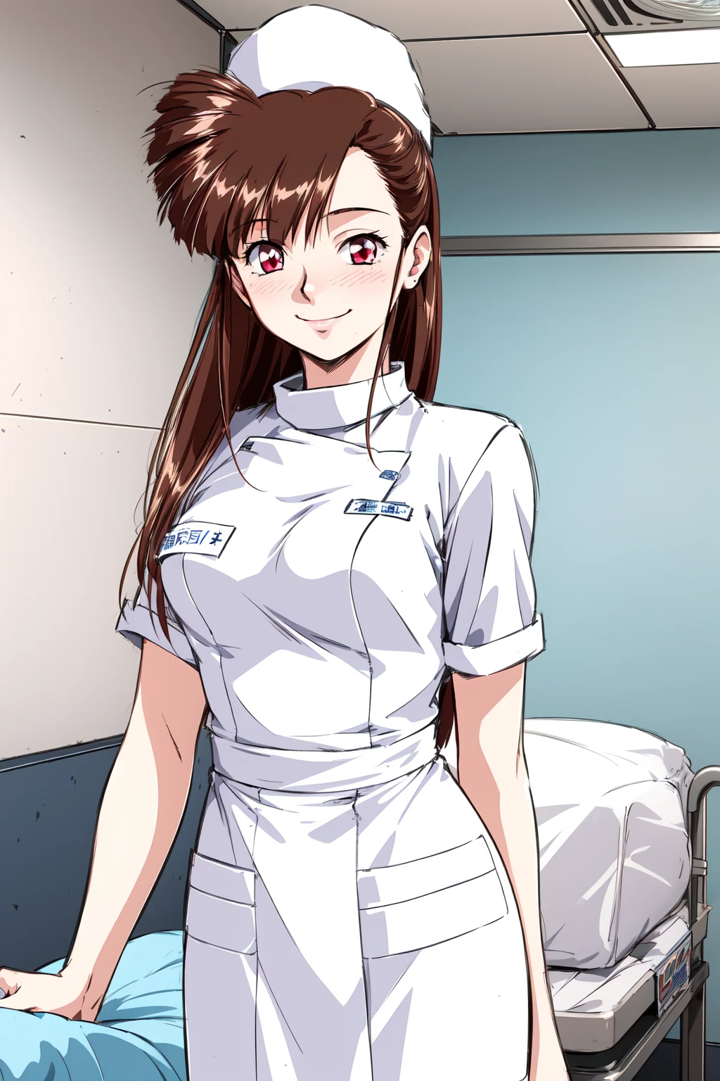 (RAW photo, best quality), 1girl,  natural lighting, smile, hospital, solo, nurse, nurse cap,
 <lora:innai_kansen_iwasaki_rumi_v2_2-000005:1>, iwasaki rumi 1girl