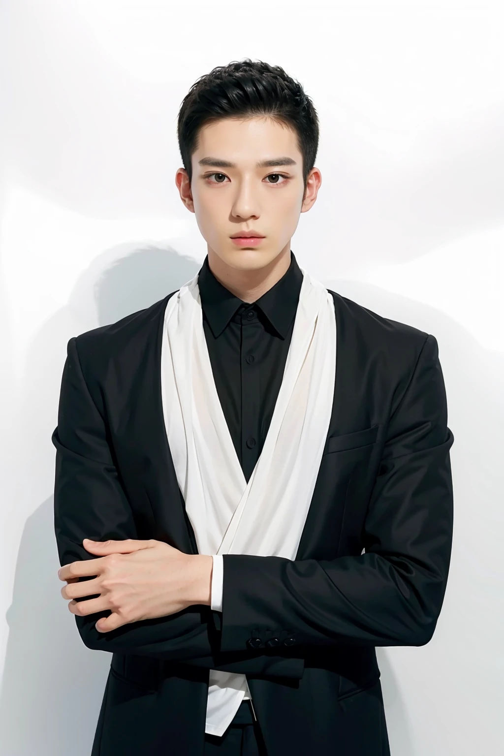 1man,black suit,white background, <lora:Mackenyu-04:1>