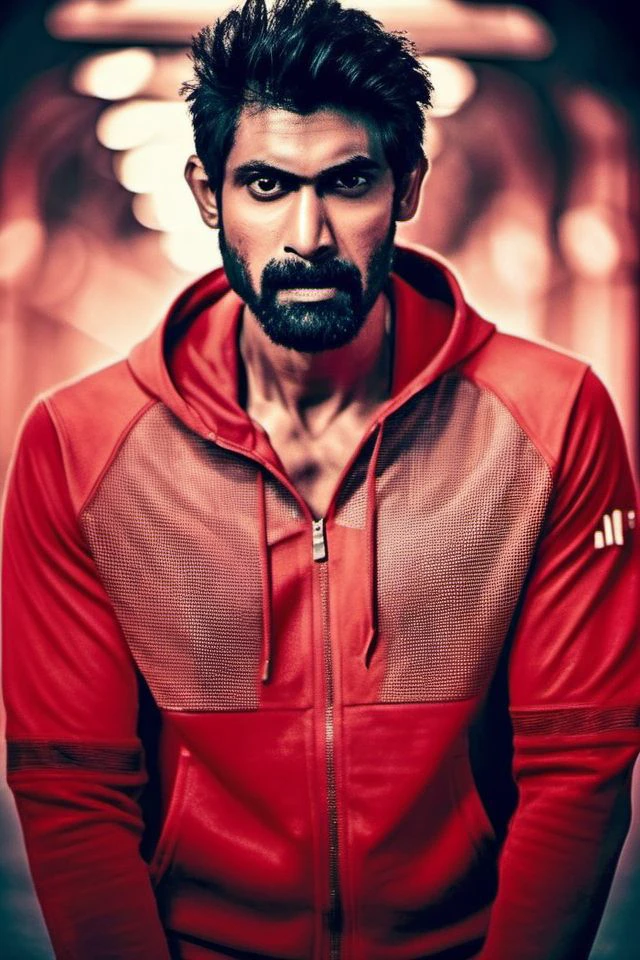 Sendhil Ramamurthy a man <lora:rana-daggubati_Sendhil-Ramamurthy:1>, realistic photo in a worn ((skin-revealing skimpy erotic red tracksuit, massive hairy pecs)), big pecs, big arms, bulge, VPL, ((light bokeh)), intricate, (steel metal [rust]), elegant, erotic, exuding sexual energy, homoerotic, sharp focus, photo by greg rutkowski, soft lighting, vibrant colors, (masterpiece), ((streets)), (detailed face), looking at viewer, light smile, night, walking towards viewer, cinematic lighting, beautiful lighting, cinematic lighting, (hazy filter, film grain:1.2)