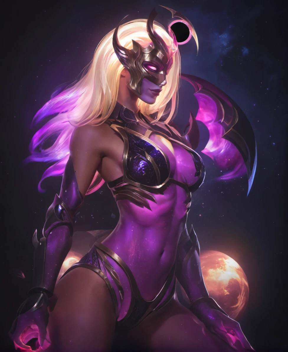 csmicvoid sexy young woman in a bikini armor,epic,glowing effects,cinematic,50nm dof,bokeh,realistic,sharp focus,ultra detailed,128k uhd,awardwinning,trending on artstation,vivid,colorful <lora:cosmicvoidxl-000004:1>