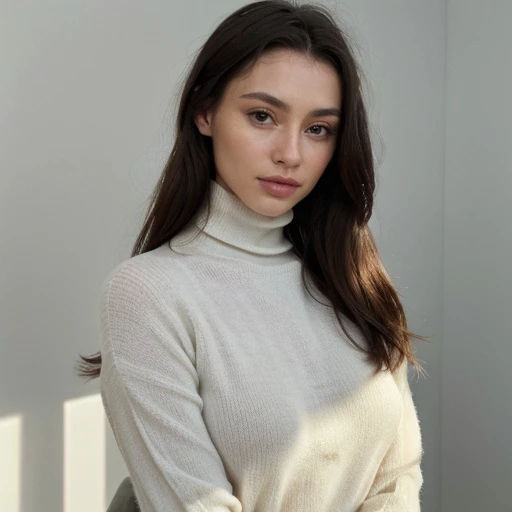 <lora:cestc8_sd15_512_128_64_v1:1>cestc8 1girl solo looking at viewer wearing a turtleneck sweater epiCRealism