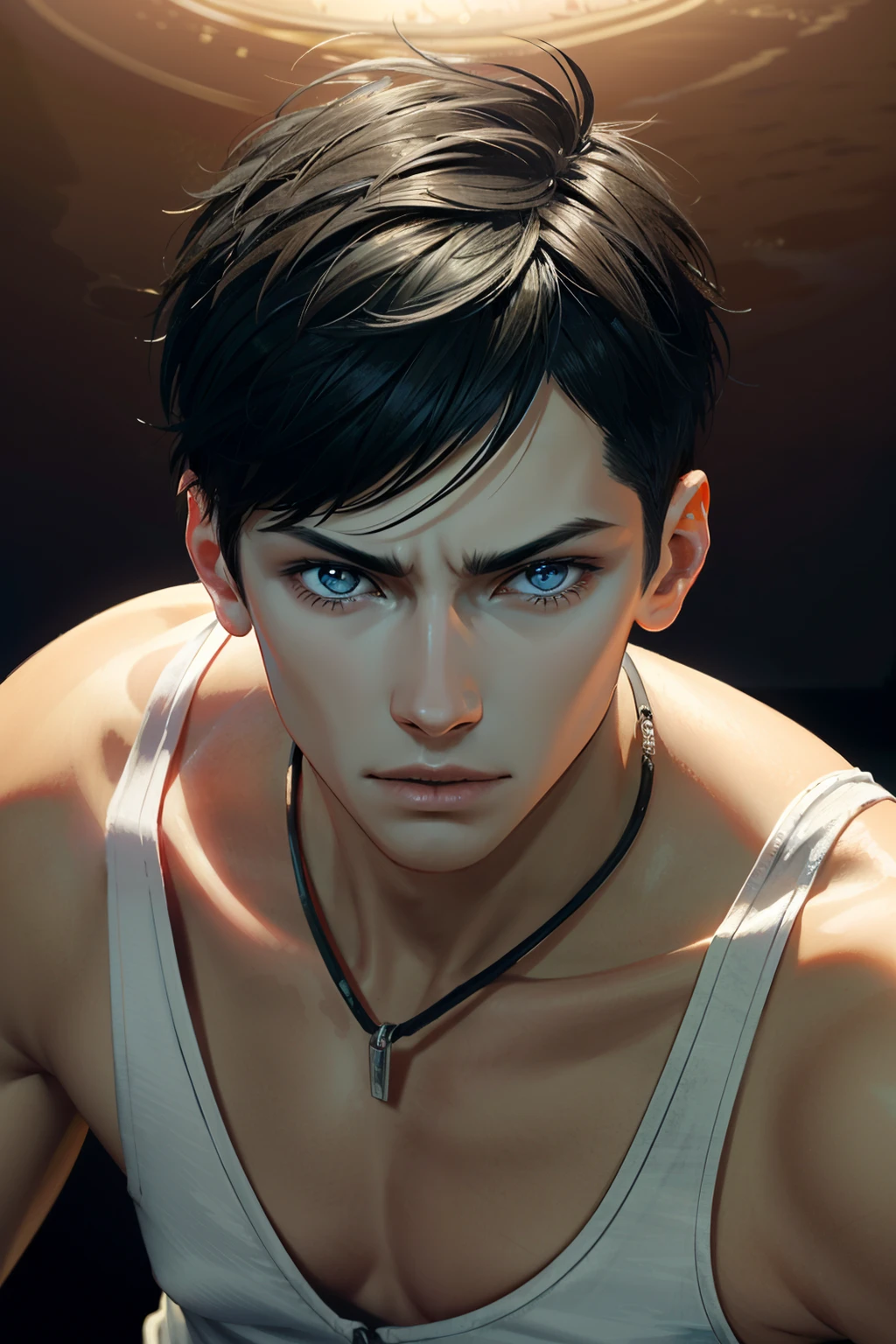 ((ultra detailed, masterpiece, absurdres))
<lora:DmCDante:0.9>
DmCDante, 1boy, solo, short hair, brown hair, Seaside pier at night, dynamic lighting, reflections on the water, city lights