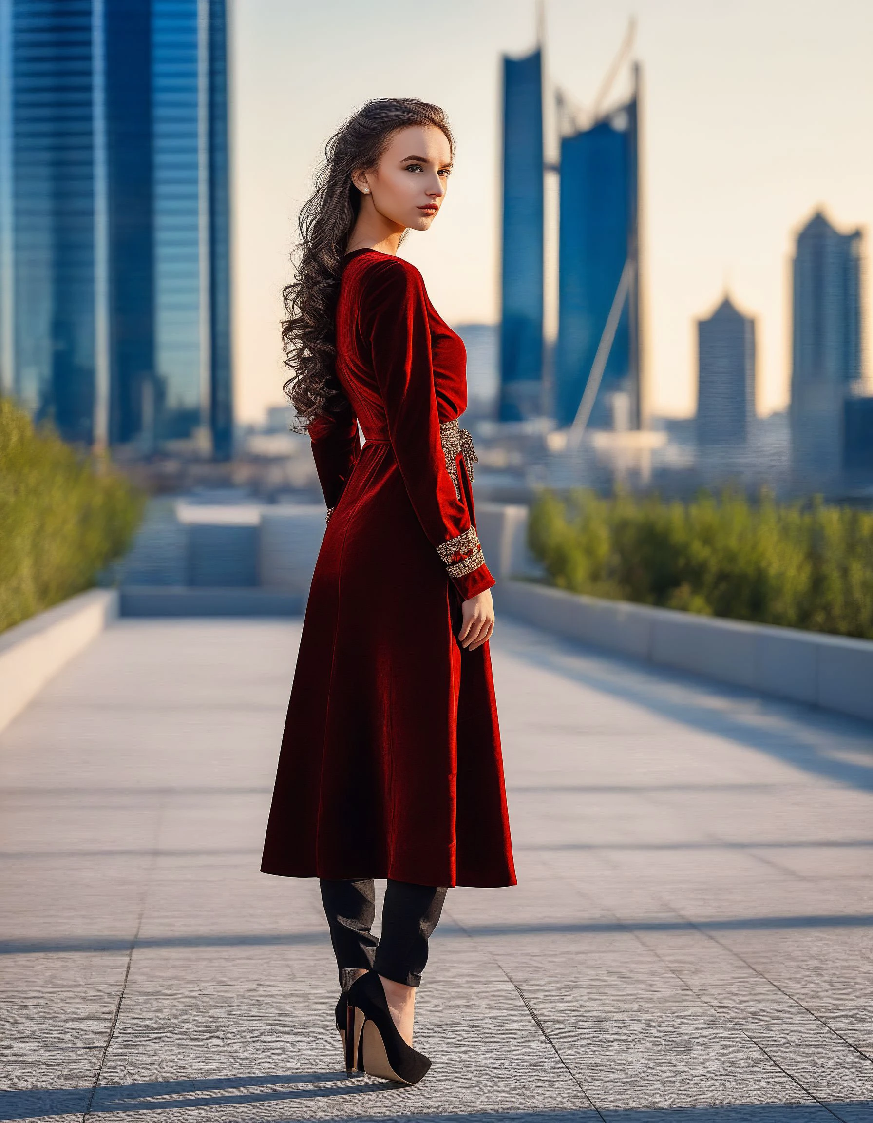 Renaissance style a professional photo of GloriaSolSDXL, contemporary cityscape, Modern, minimalistic attire, urban backdrop, city chic, . 35mm photograph, film, bokeh, professional, 4k, highly detailed <lora:GloriaSolSDXL:1> . Realistic, perspective, light and shadow, religious or mythological themes, highly detailed