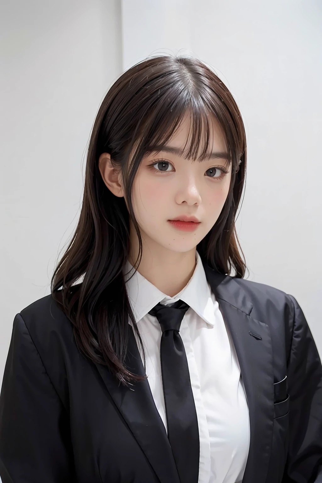 1girl, black random formal attire, white background, <lora:WeeBNK48_V2-04:1>