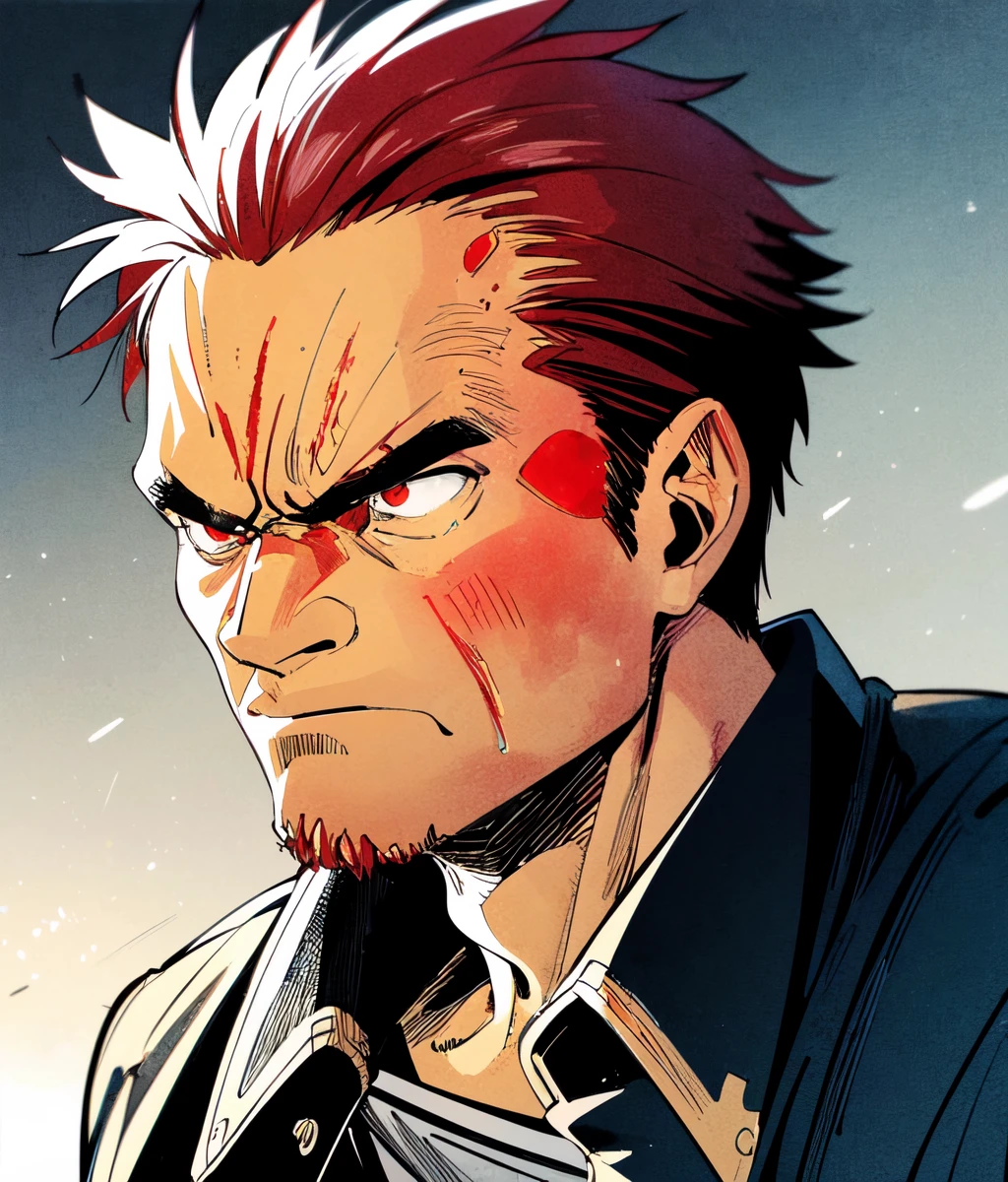 (best quality:1.2), man, old, detailed face, angry, <lora:tsukasa_3_locon:0.95>, red hair