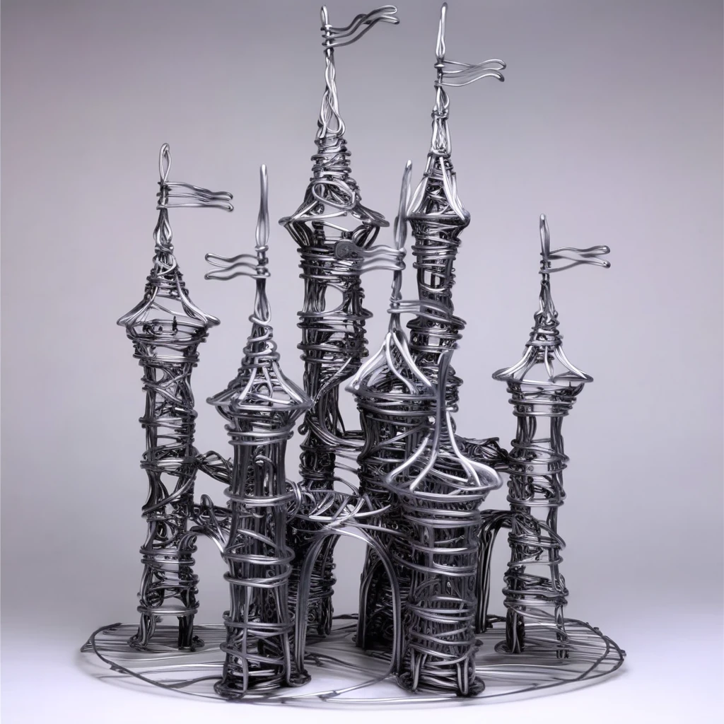 wirex wire sculpture castle<lora:wirex:1>
