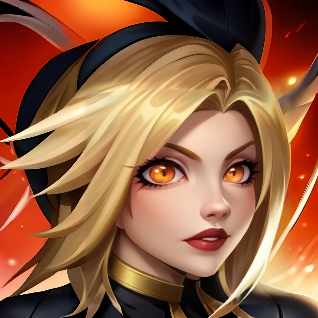 HEZI,LOL style,Summoner Avatar,Game avatar,Western cartoon game style,1girl,solo,pink eyes,black lips,looking at viewer,portrait,hair ornament,smile,black hair,pointy ears,bangs,bare shoulders,hair between eyes,purple hair,pink background,closed mouth,glowing,fang,official alternate costume,swept bangs,purple eyes,glowing eyes,makeup,fangs,long hair,lipstick,short hair,colored sclera,facial mark,artist name,piercing,<lora:çåç³»åââlolå¬å¤å¸å¤´å飿 ¼:0.7>,