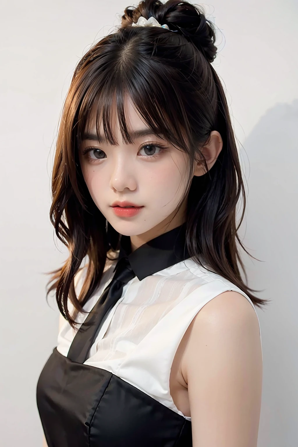 1girl, black random formal attire, white background, <lora:WeeBNK48_V2-04:1>