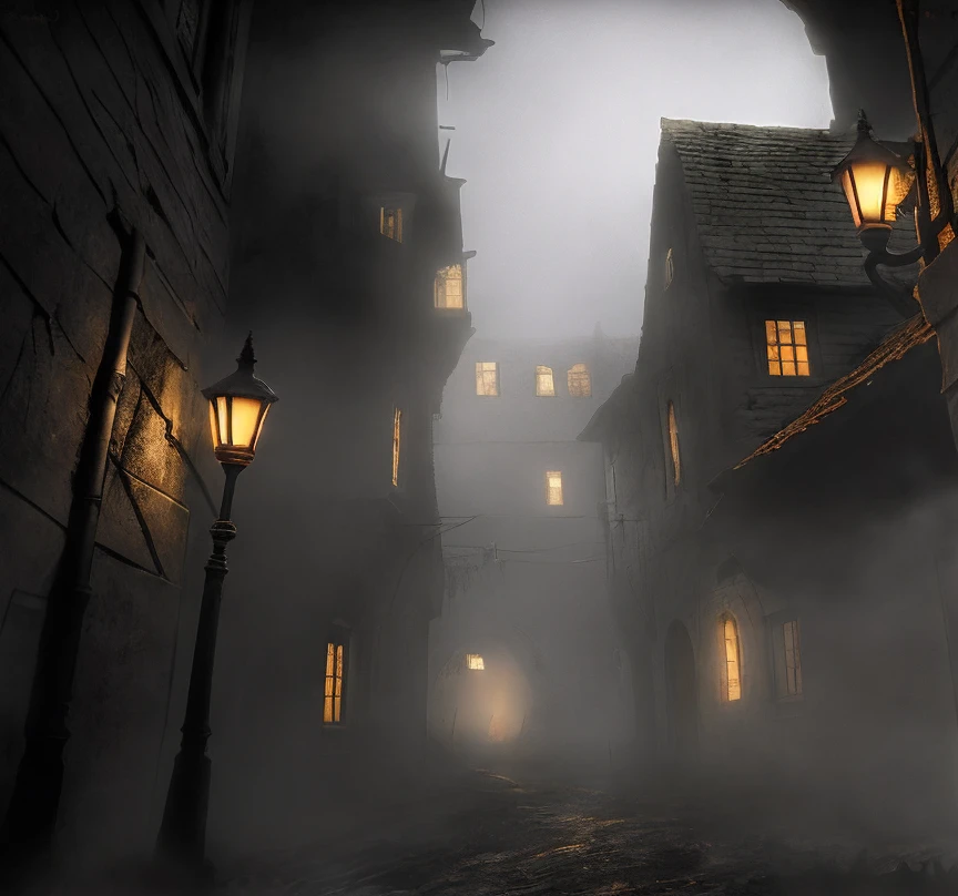 (masterpiece:1.2), (best quality,:1.2), 8k, HDR, ultra detailed, ((photorealistic)), professional light, cinematic lighting, fashion photography, ambient lighting, background, a dark and sinister gothic medieval alley, fog, Darkness, <lora:Darkness-10:1>, epiCPhoto,