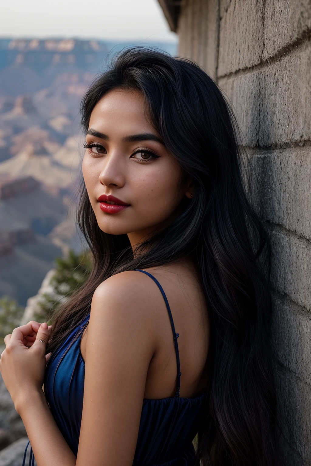 photo of (EPM4cWh4l3:0.99), closeup portrait, perfect hair,(asian:0.9), (modern photo, dress), 24mm, (analog, cinematic, film grain:1.3), (([underwater dome residence, polycarbonate roofing roof,pumice stone,ceramic tiles, wall-mounted sconces, floodlights| grand canyon], gradient:1.1)), ((detailed eyes)), ((eyeliner, long lashes)), (epicPhoto), long eyelashes, (perfect waist), (painted lips)