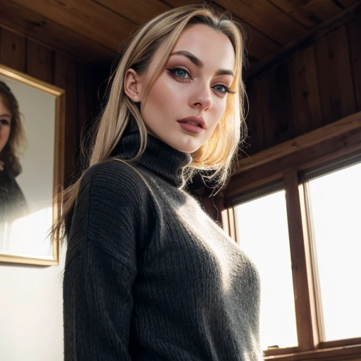 <lora:courtneydawne_sd15_512_128_64_v1:1>courtneydawne 1girl solo looking at viewer wearing a turtleneck sweater epiCRealism