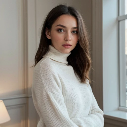 <lora:cestc8_sd15_512_128_64_v1:1>cestc8 1girl solo looking at viewer wearing a turtleneck sweater epiCRealism