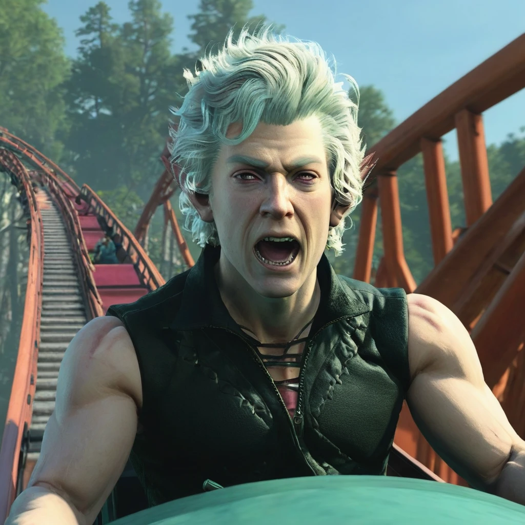 astarion riding a scary roller coaster, close up <lora:astarion:1>