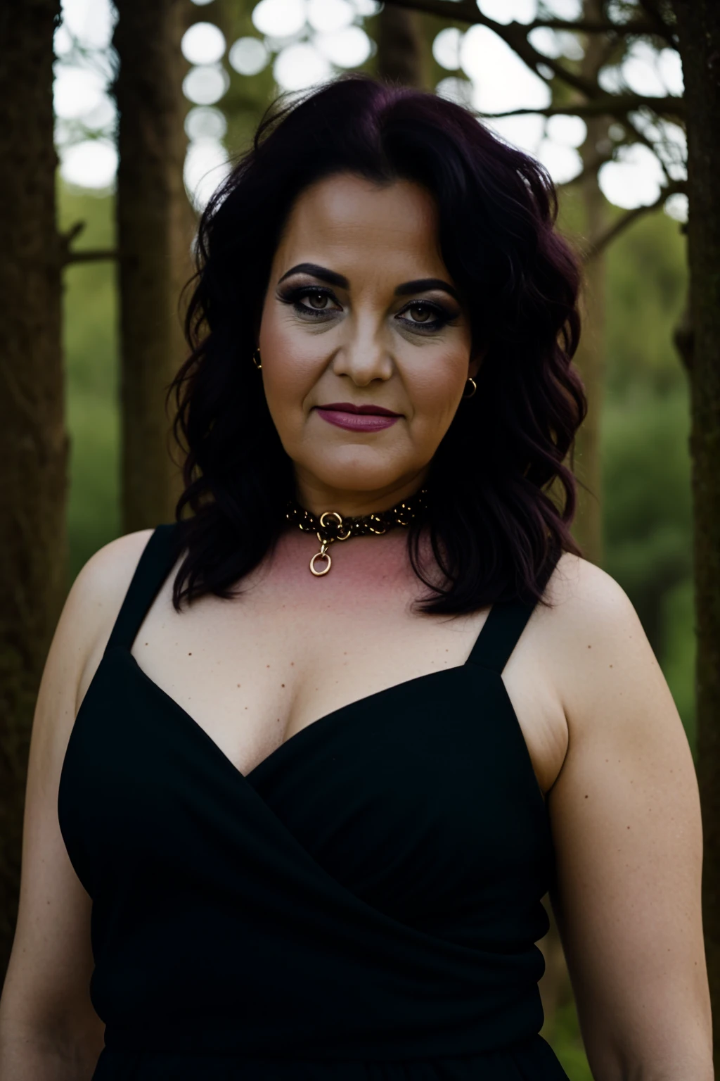 <lora:RedMary:1> portrait of redmary, black dress, goth make-up, goth outfit, forest, blurry background, a RAW photo, skin texture, detailed skin, intricate details