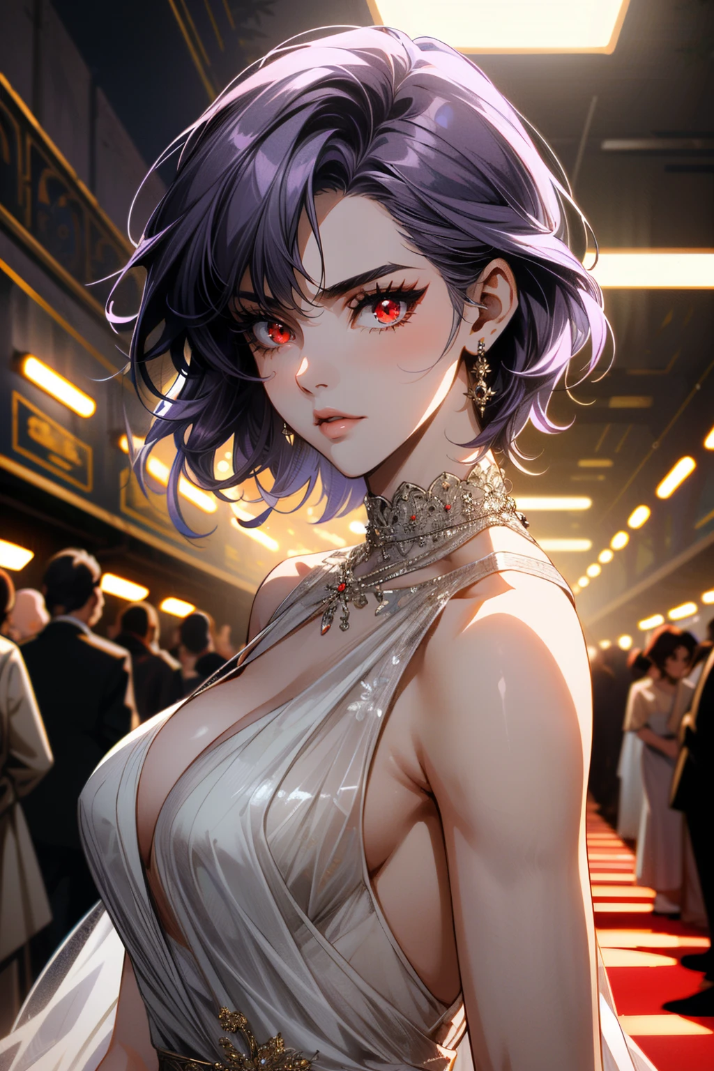 ((ultra detailed, masterpiece, absurdres))
<lora:DOAAyane:0.9>
DOAAyane, 1girl, solo, short hair, red eyes, purple hair, Dark forest at twilight, dynamic moonlight, eerie shadows, edgy woodland atmosphere, detailed foliage and trees