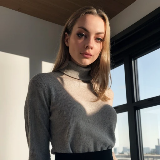 <lora:courtneydawne_sd15_512_128_64_v1:1>courtneydawne 1girl solo looking at viewer wearing a turtleneck sweater epiCRealism