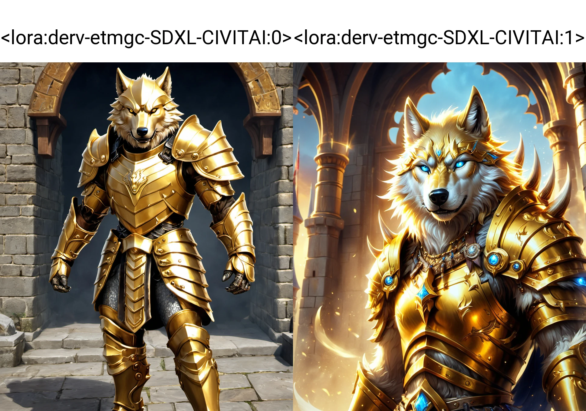 wolf warrior, Golden Armor, Castle, derv-etmgc <lora:derv-etmgc-SDXL-CIVITAI:0>