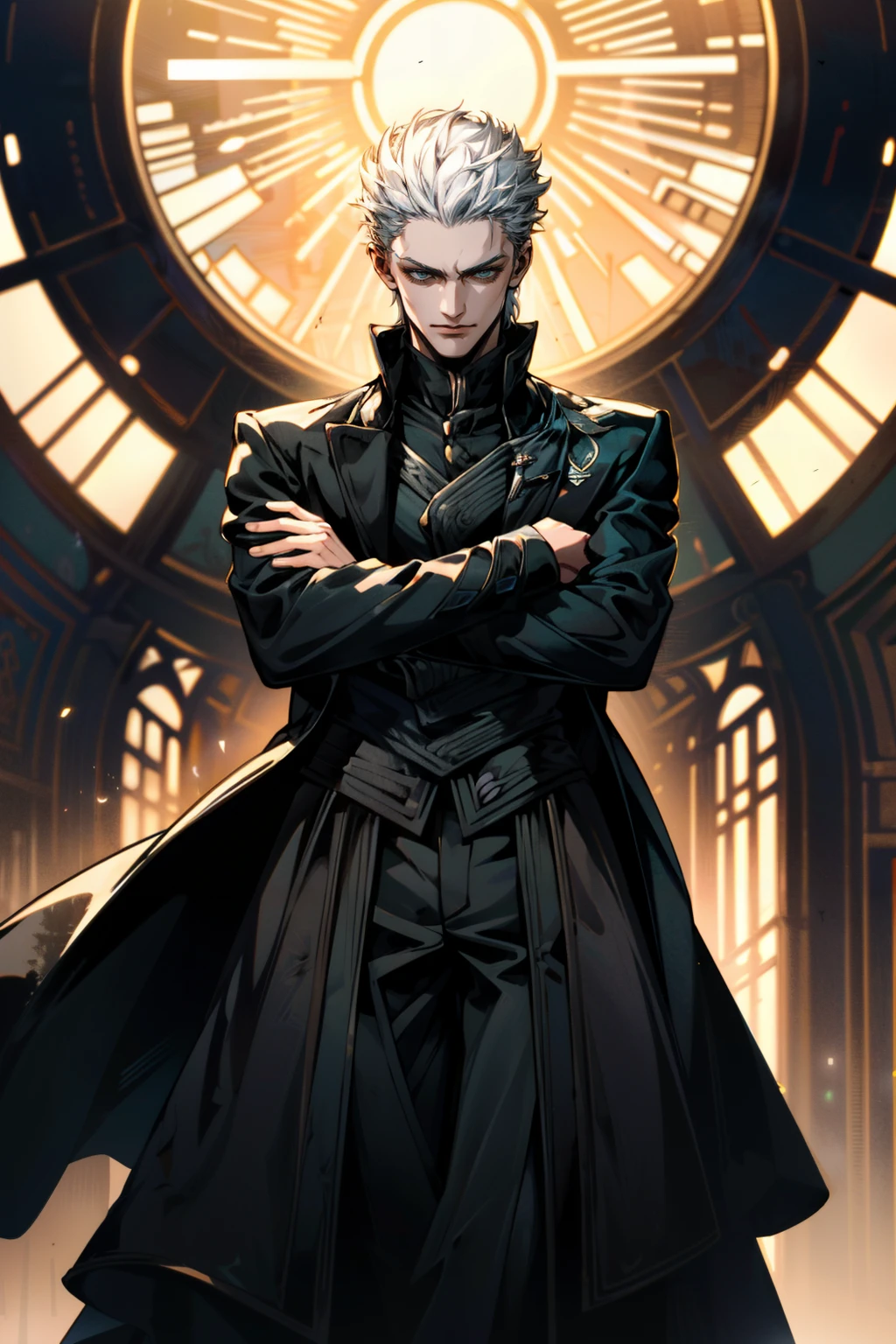 ((ultra detailed, masterpiece, absurdres))
<lora:DMC5Vergil:0.9>
DMC5Vergil, 1boy, solo, short hair, white hair, Tranquil lake surrounded by pine trees, dynamic lighting, reflections, calm waters