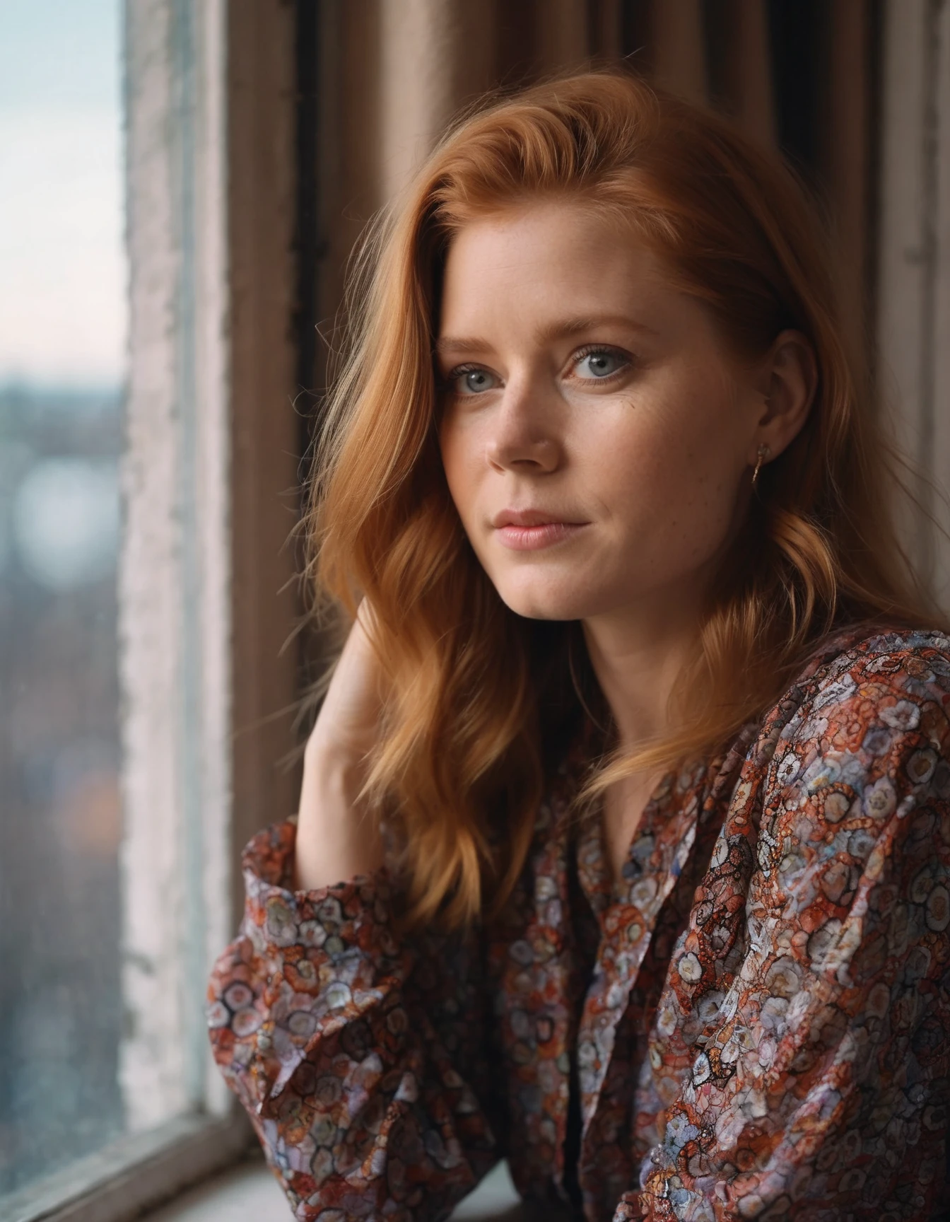 cinematic photo professional fashion close-up portrait photography of ((ohwx woman)) at living room during Dawn, Nikon Z9 <lora:amyadams_dh128_v1_sdxl:1> . 35mm photograph, film, bokeh, professional, 4k, highly detailed