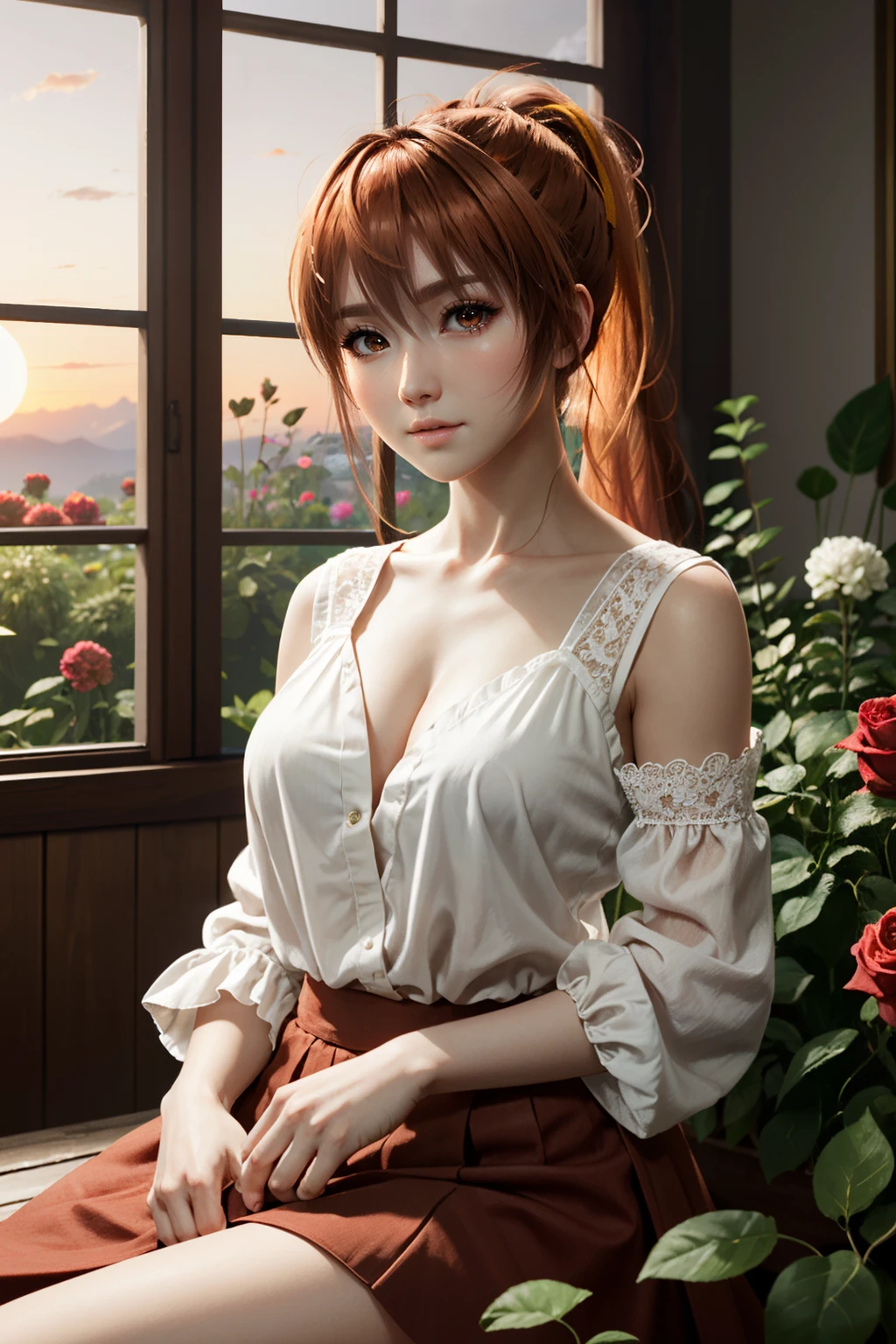 ((ultra detailed, masterpiece, absurdres))
 <lora:DOAKasumi:0.9>
DOAKasumi, 1girl, solo, ponytail, long hair, orange hair, brown eyes, Ice Castle in a frozen wasteland, glowing ice crystals, standing with arms crossed, emanating a regal presence
