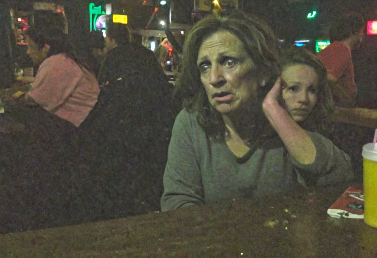 <lora:BadQualityOP_SDXL_v01:1.4> a bad quality amateur photo of a (hideous ugly lumpy unattractive:1.2) 40 year old woman looking away into the distance sitting at table booth in a dark crowded bar surrounded by clutter, ((dimly lit, low lit, deep focus, snapchat)) ,jpeg artifacts, bad quality , grainy jpg , blurred, motionblur, ugly,