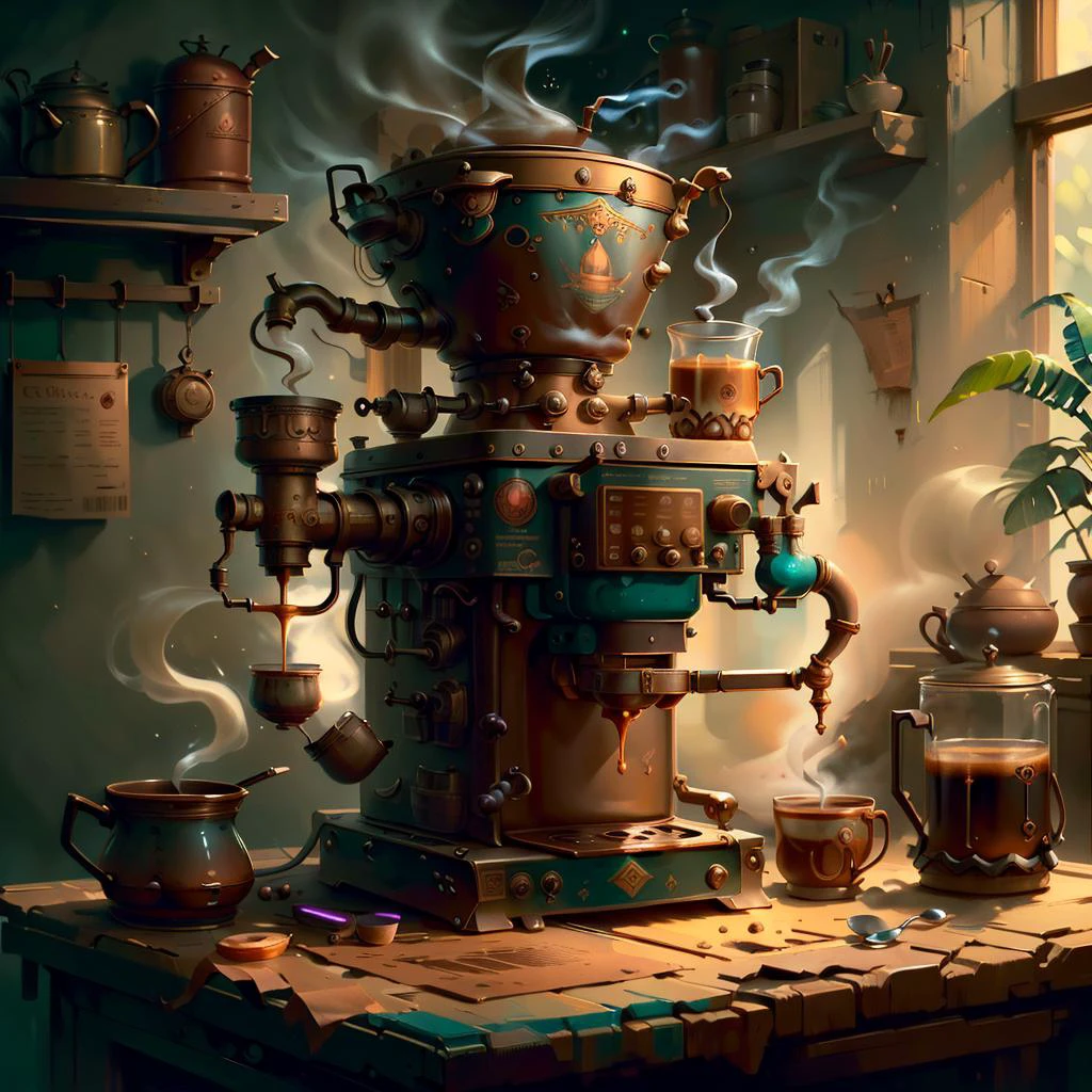 <lora:MahabharataPunkAI:.8> MahabharataPunkAI coffee machine