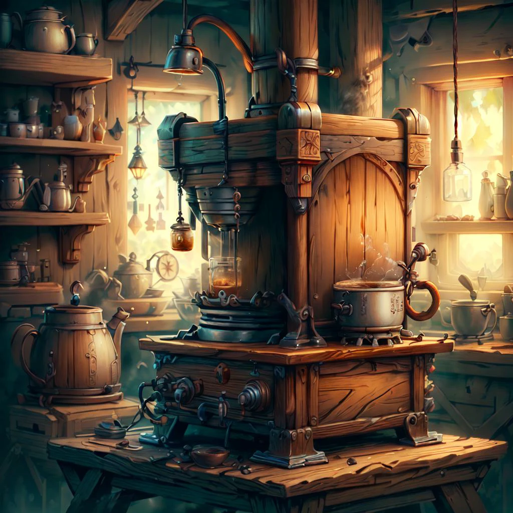 <lora:WoodIronAI:.9> WoodIronAI
coffee machine . detailed, intricate