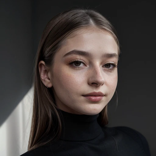 <lora:ameliakorczak_sd15_512_128_64_v1:1>ameliakorczak 1girl solo looking at viewer wearing a turtleneck sweater epiCRealism
