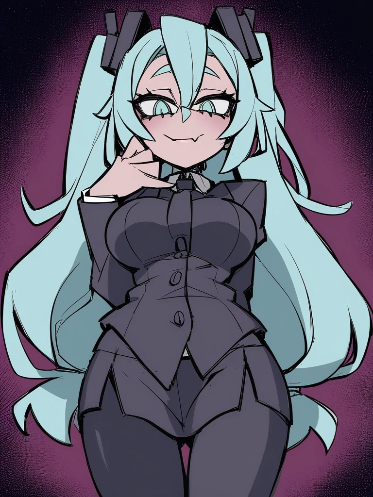 <lora:XL_Helltaker-000008:1>,Helltaker style,1girl,hatsune miku,, masterpiece, best quality,
