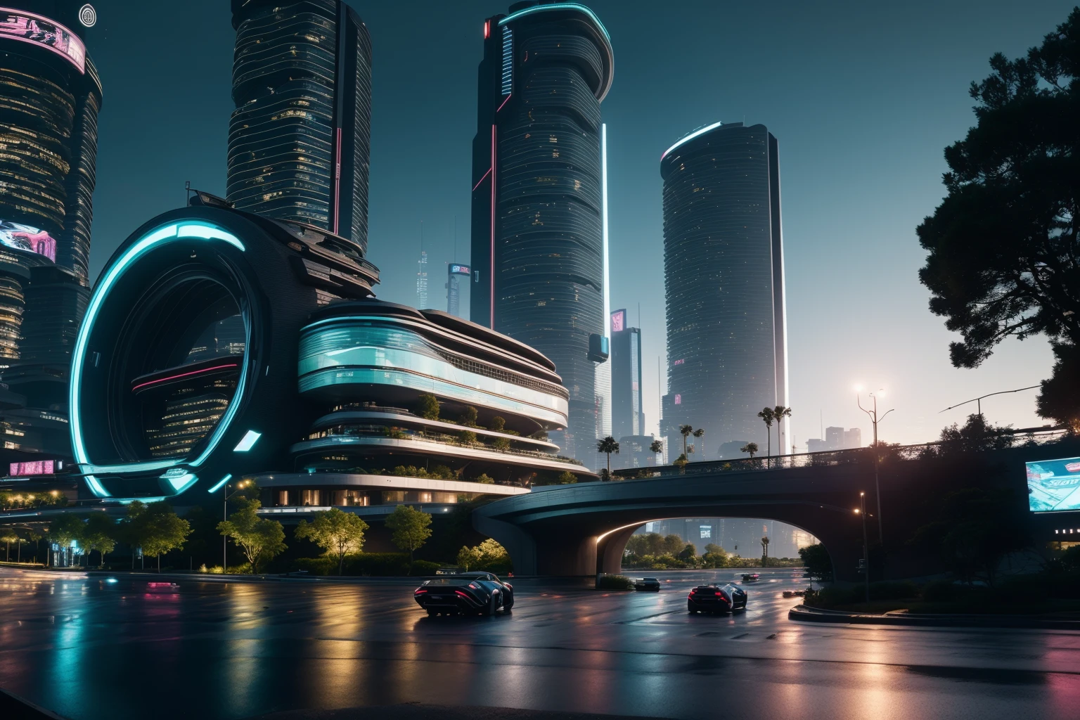 (masterpiece),(high quality), best quality, real,(realistic), super detailed, (full detail),(4k),8k,scenery, , tree, river, road,car, park, building,
((CyberPunk City)),
<lora:JJsCyberPunk_SpaceStyle:.7> , CyberPunk,