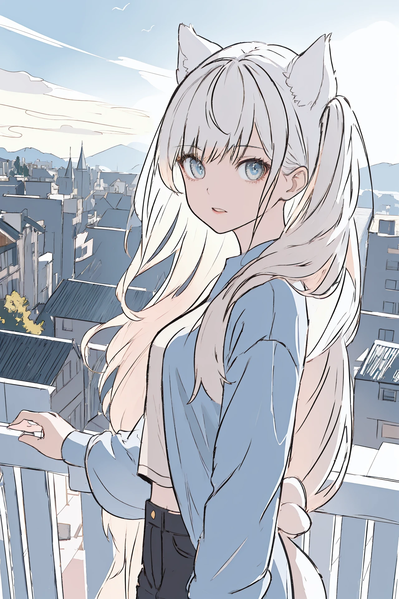 (best quality, masterpiece, highres),1girl,tri tails,casual,cropped torso upper body,looking at viewer,scenery,panorama,landscape,dynamic_angle,
<lora:BX_color sketch_v1.04cy:1>,