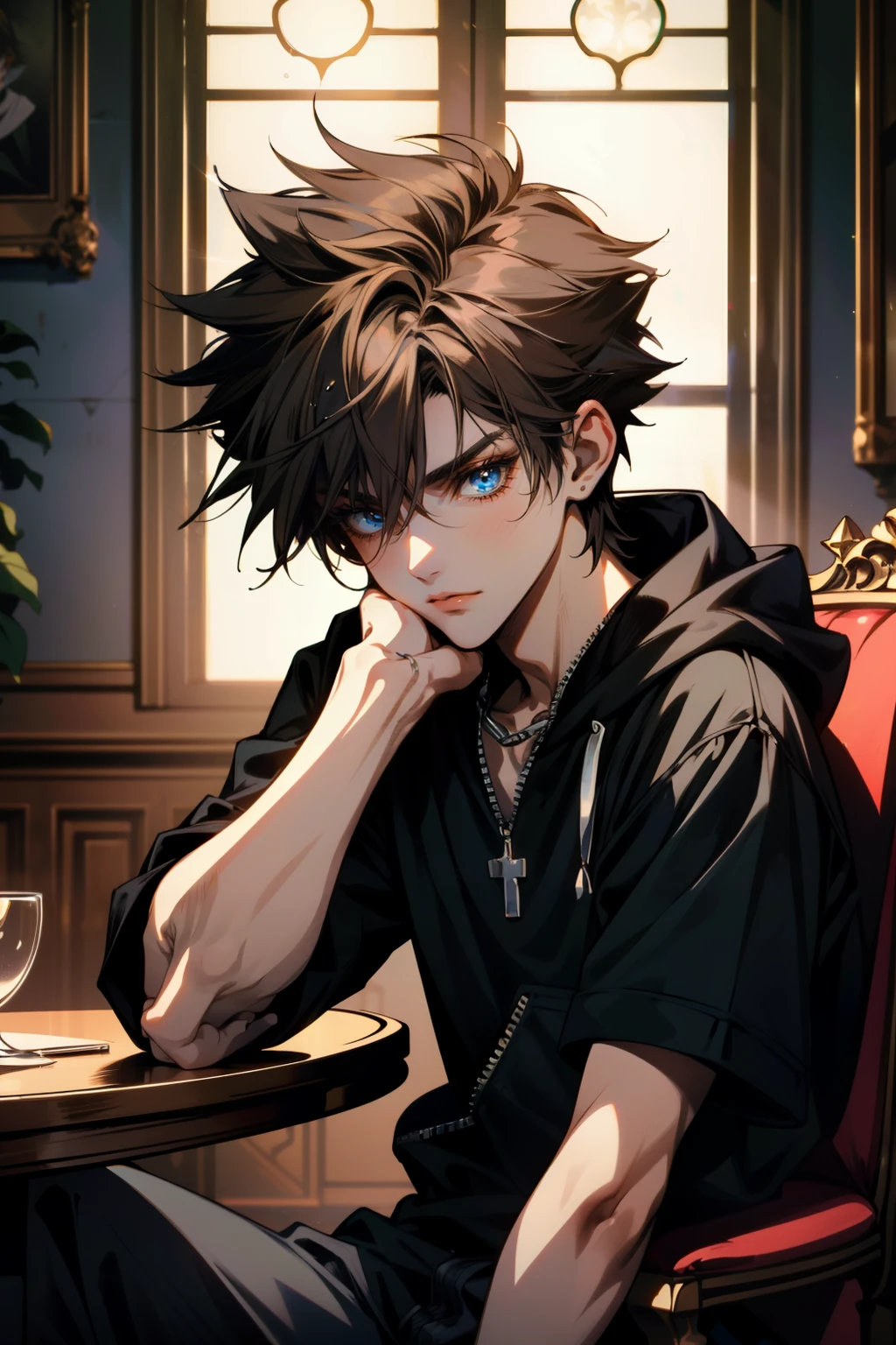 ((ultra detailed, masterpiece, absurdres))
<lora:KHSora:0.9>
KHSora, 1boy, solo, brown hair, blue eyes, spiked hair, Vibrant tulip fields at sunrise, dynamic lighting, colorful flowers, dewdrops