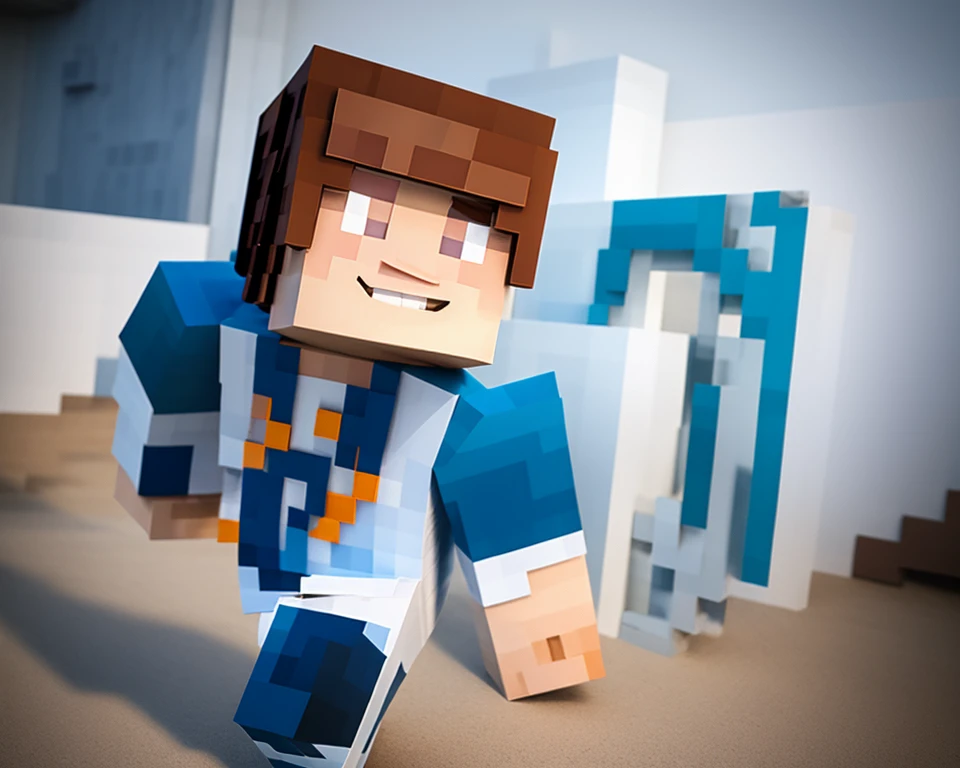 1girl,solo,red hair,long hair,braid,blue eyes,smiling,white dress,full body,solo,pixel art,minecraft,white background,running posture,facing to the viewer,, masterpiece,best quality,8k,insane details,intricate details,high detail,((masterpiece)), ((best quality)),