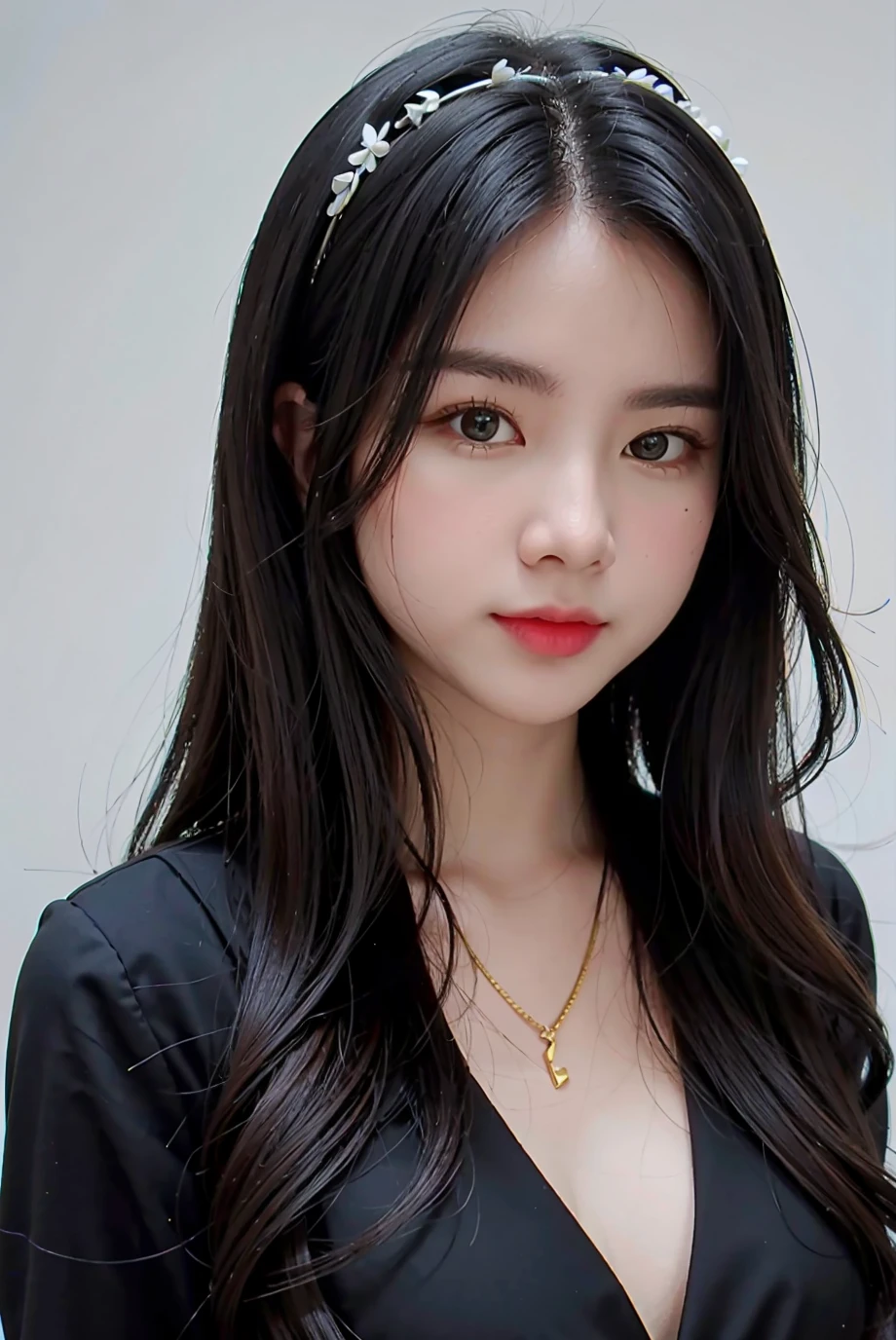 (masterpiece), best quality, perfect face, 1girl, black formal dress, white background, <lora:JigsawV1-04:1>