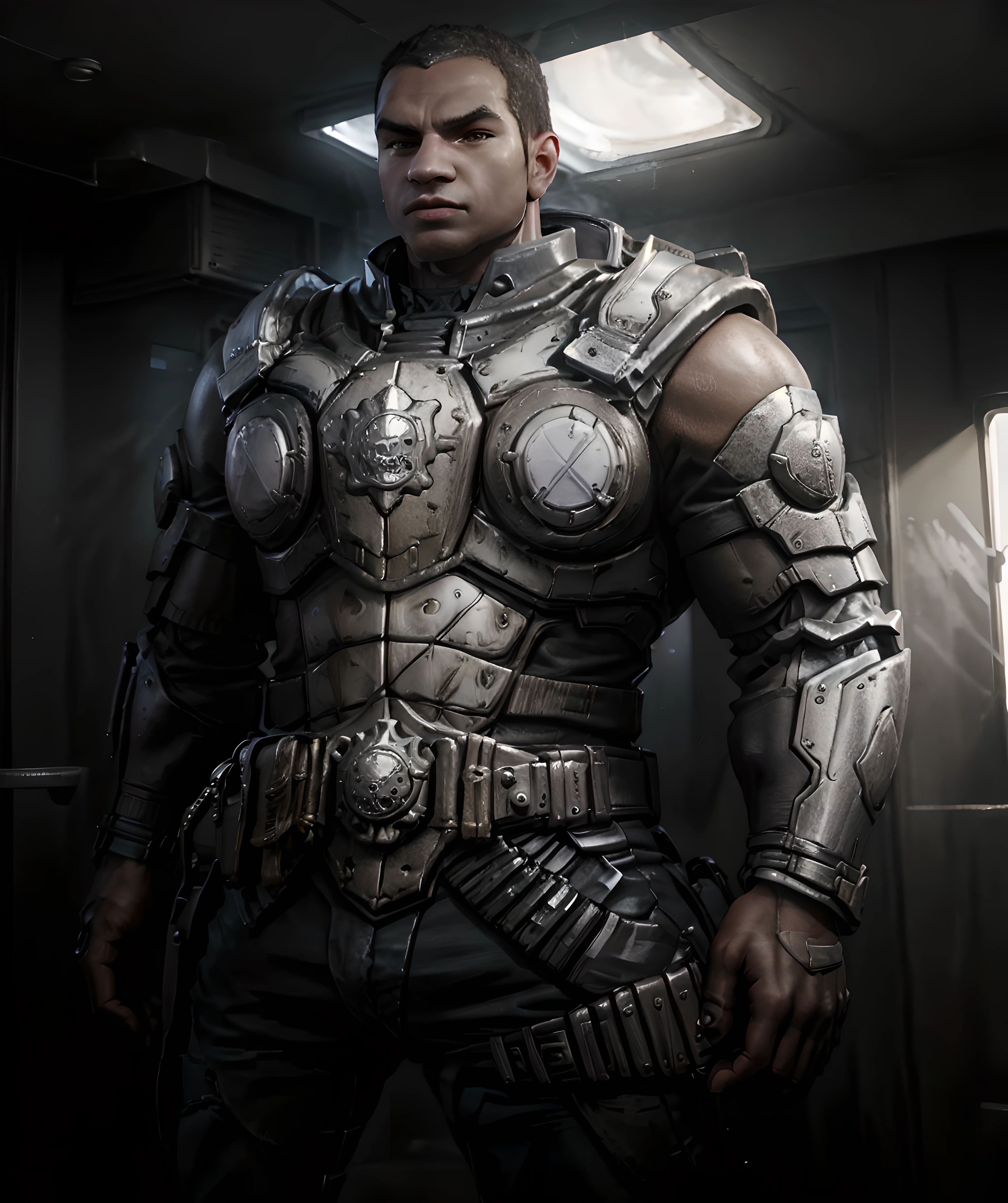 cole_train, armor, standing, dark skin <lora:Augustus_Cole:0.85>