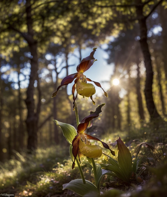 cyp3ca spectacular light, Ultra-HD-details,, Nikon 8mm wide angle f/3.5, ultra realistic, Magic light, Against the light, Forest, sky