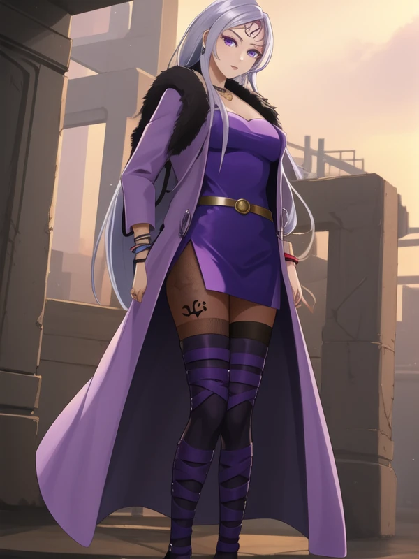 <lora:S-Force_Pla-Tina_v1:1>S-Force_Pla-Tina, 1girl, microdress, pantyhose, leg tattoo, purple legwear, jacket, open jacket,belt,forehead mark,, (hyper extreme detailed),(masterpeace),(hyper extreme),(photorealistic),CG,(colour:1.2), beautiful lighting,light from the front,official art,beautiful art ,beautiful eyes,flat lines,dark light,perfect eyes,best quality,4k,8k,